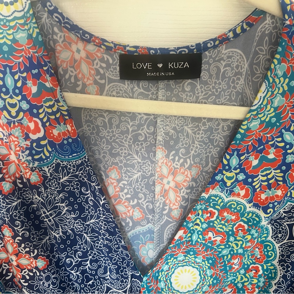 Bohemian Maxi Dress in Blue and Pink